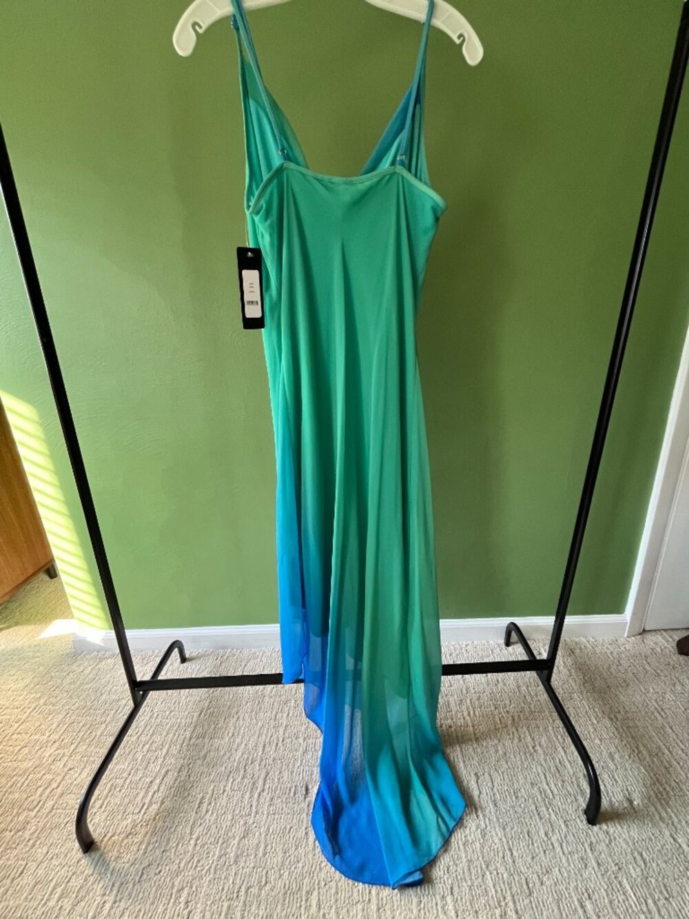 Bebe Women's Ombre Asymmetrical Dress - Blue/Green - Picture 2 of 5